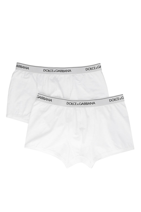 Logo Waistband Cotton Boxers, Pack of Two